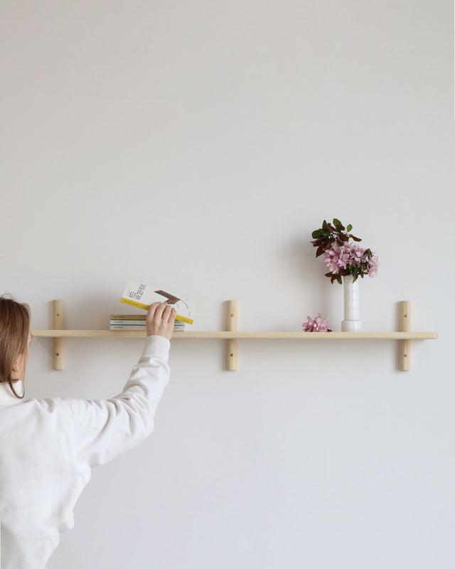 Modern wooden floating shelf