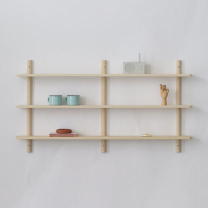 Three tiered wooden wall shelves